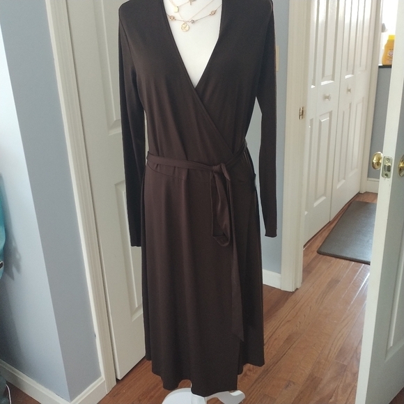 Ak anne klein Dresses & Skirts - AK Anne Klein True Wrap Dress Brown M